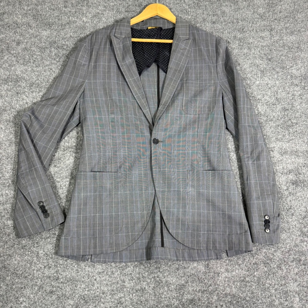 Patrizia Pepe Blazer Skinny Fit Plaid Womens IT 52 XL Gray Unstructured EUC